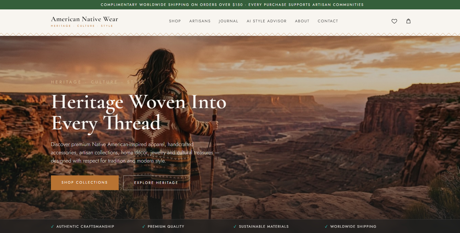 americannativewear.com screenshot